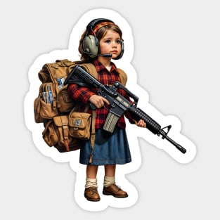 The Little Girl and a Toy Gun Sticker